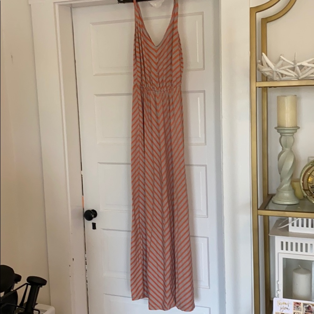 Maxi dress, orange and beige, size M